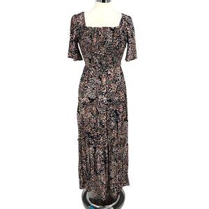 Lovestitch Floral Maxi Dress Square Neck Flutter Sleeve Multi Size Small NWT